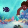 Visuel du film "Idodo" projeté à l'espace rivage, enfant sous l'océan