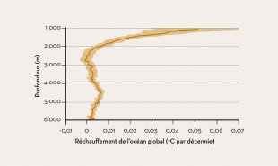 Réchauffement de l'océan de 1981 à 2018 en fonction de la profondeur